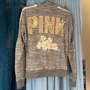 RARE Victoria's Secret Sequin Floral Zip-Hoodie